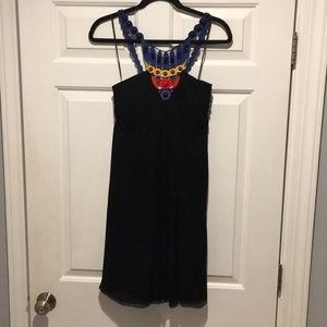 Catherine Malandrino Black Silk Beaded Dress